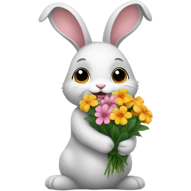 bunny holding flowers  emoji