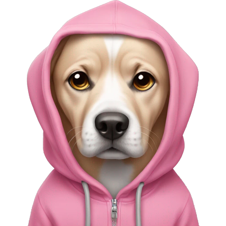 Dog wearing a pink hoodie emoji