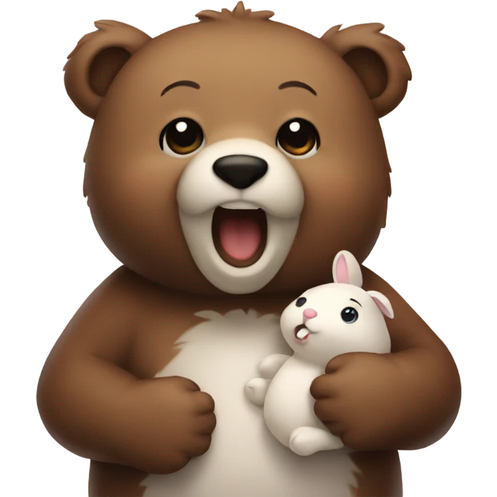 Bear holding bunny close to mouth emoji