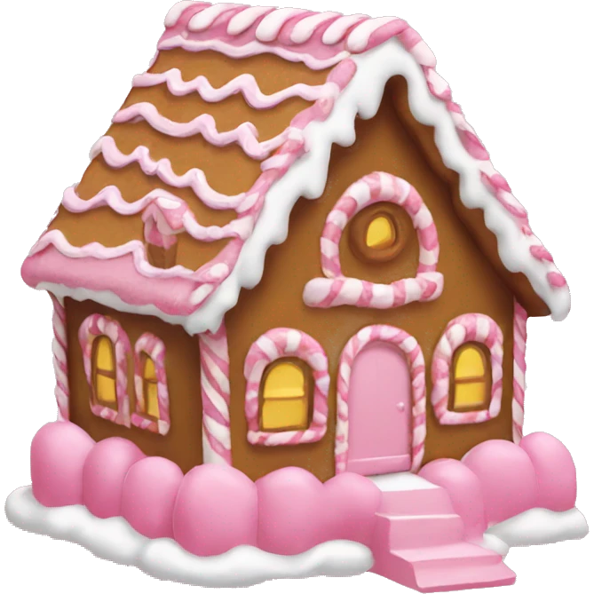 A pink gingerbread house emoji