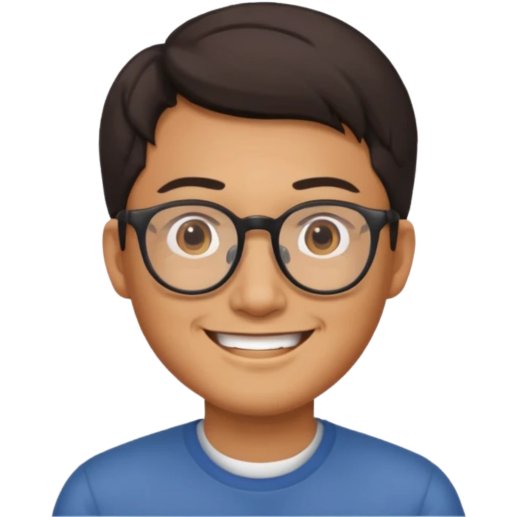 asian man wear glasses smile emoji