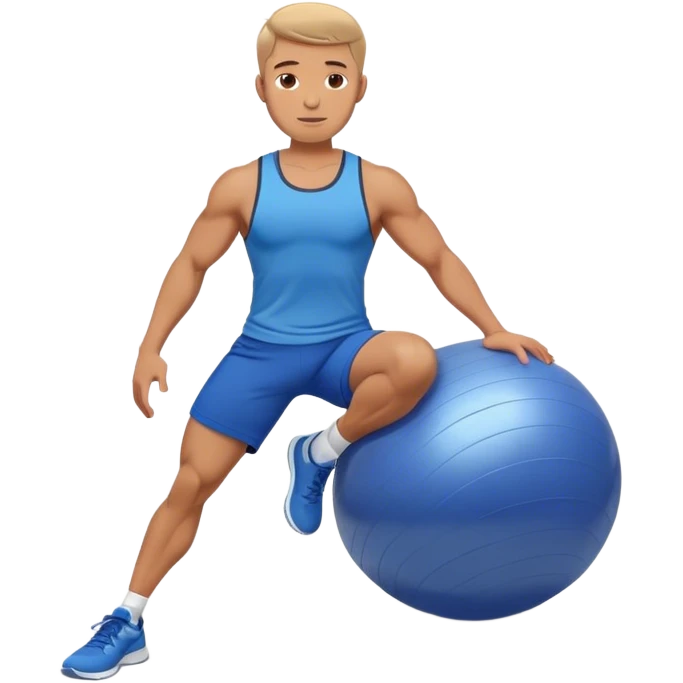 fit man with blue shorts stability ball exercises emoji