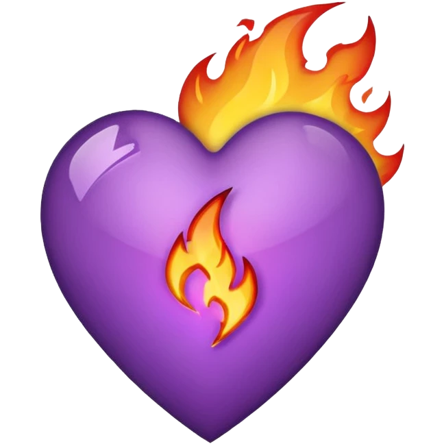 Purple heart broken with fire emoji