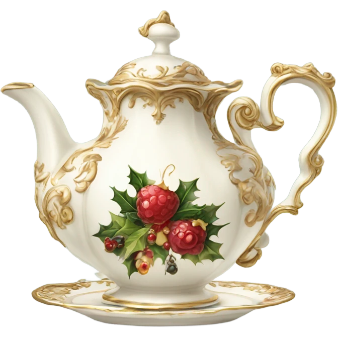 Christmas rococo tea set emoji
