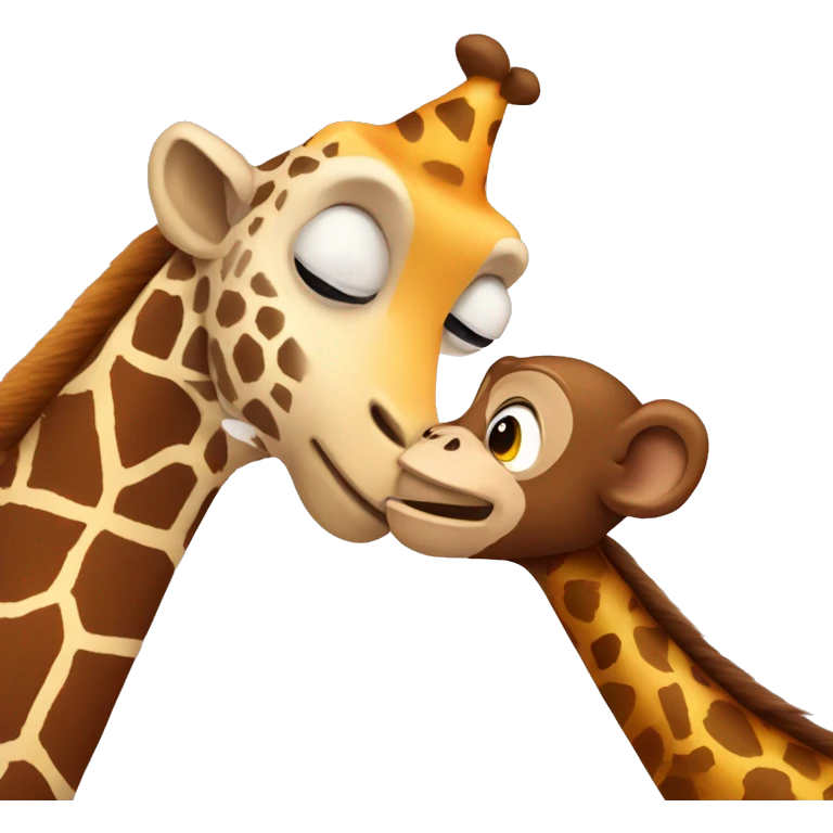 monkey kissing a giraffe emoji
