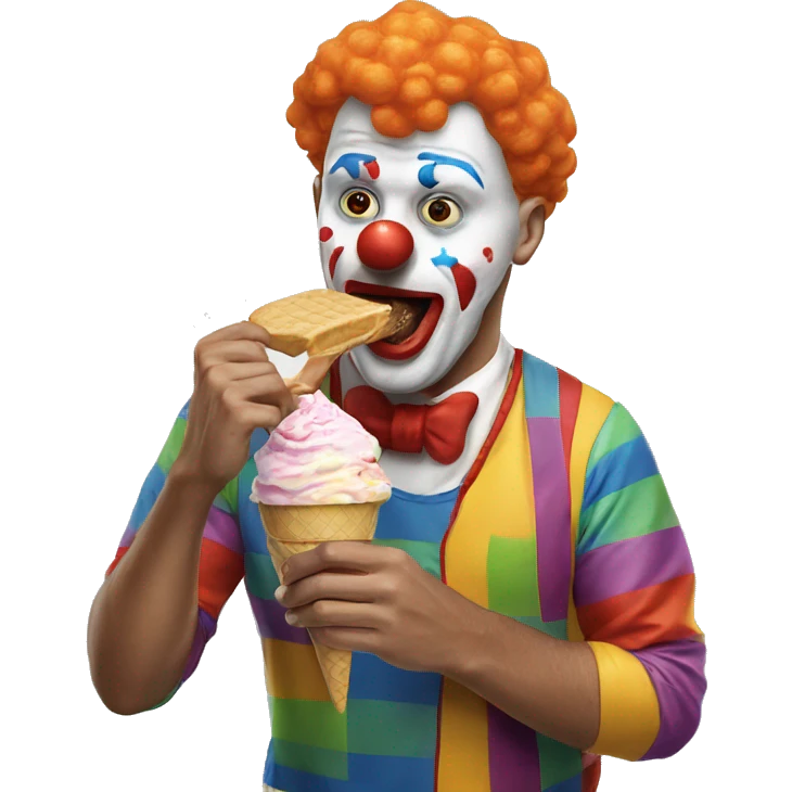 Clown eating ice cream of a jock emoji
