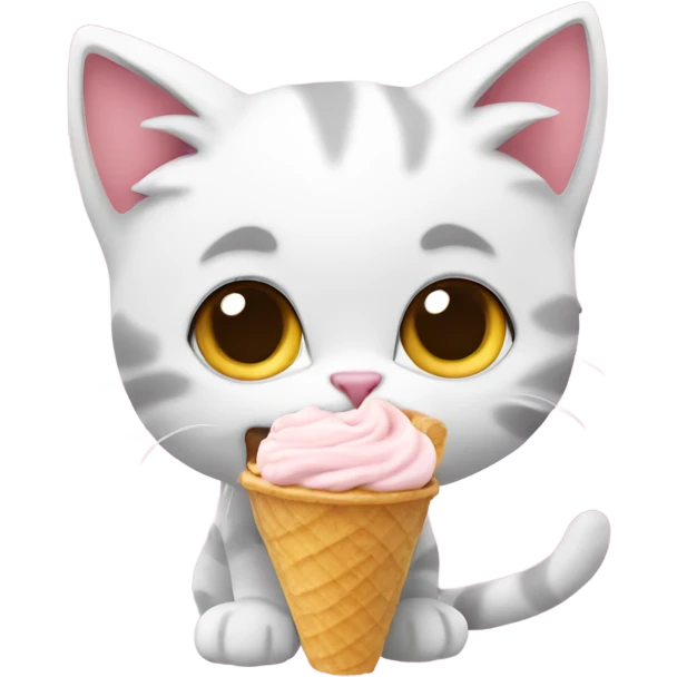 kitten eating frozen yoghurt emoji