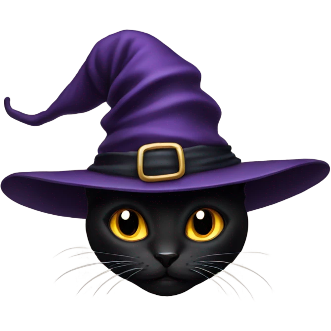 Black cat with witch hat emoji