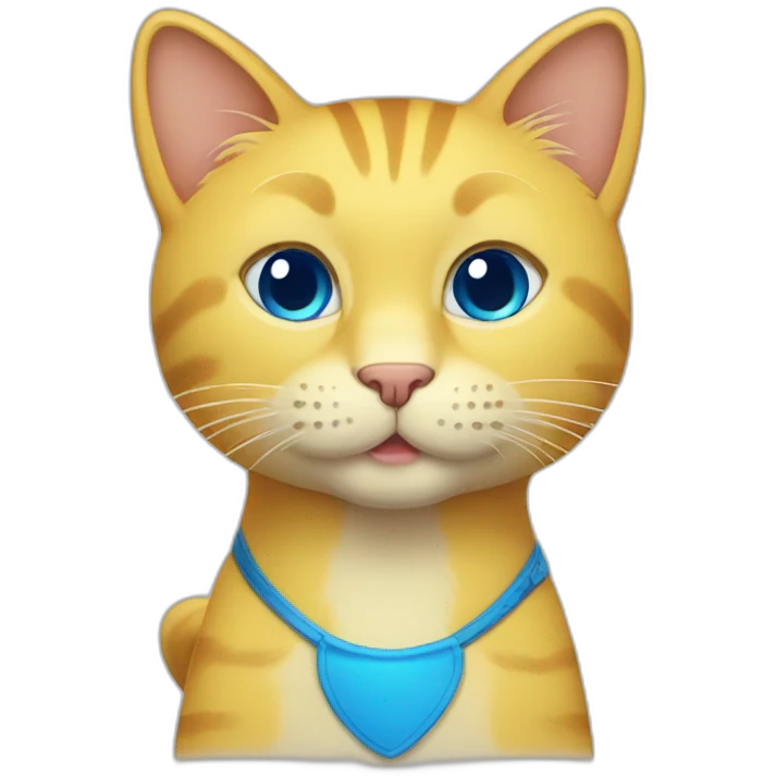 yellow cat with blue tail emoji