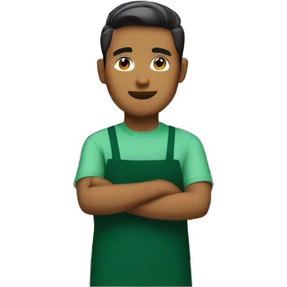 malay male starbucks barista with green apron emoji