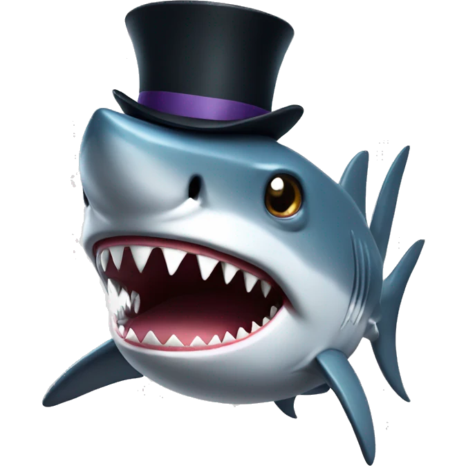 Shark with a top hat emoji