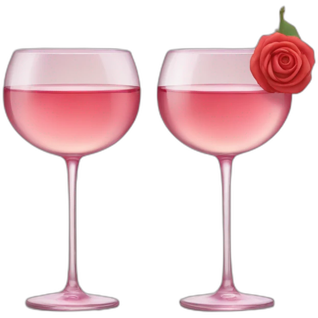 Two glasses of rose wine are clink emoji