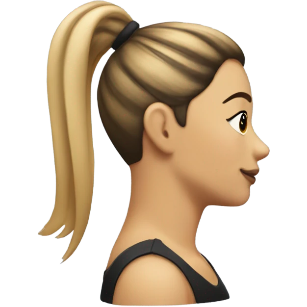 side face with nose and black cheek and a pony tail emoji