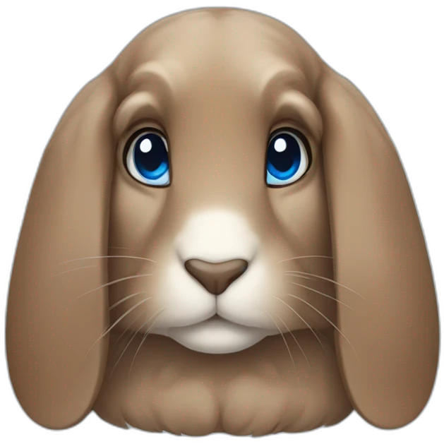 Brown lop rabbit with blue eyes emoji