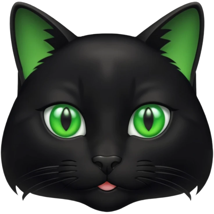 a black cat with green eyes  emoji