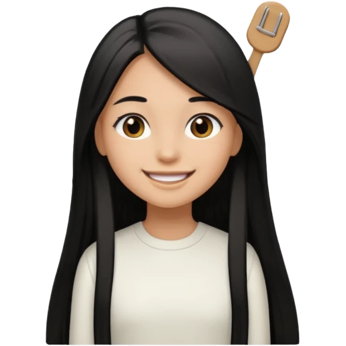 A girl in white with black long straight hair with hairclip and light brown skin emoji