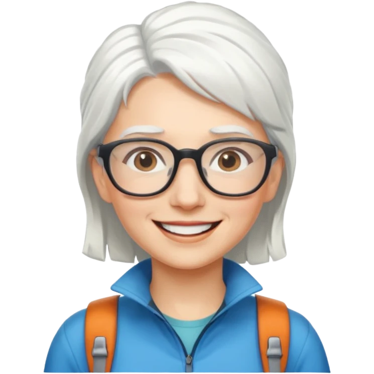 climber woman with white hair and glassess emoji