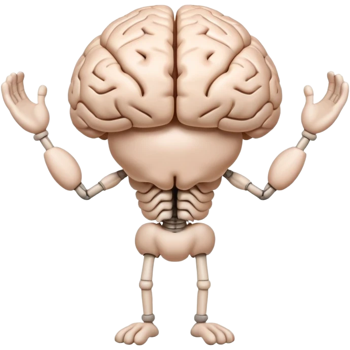 humanoid brain character with arms and legs emoji