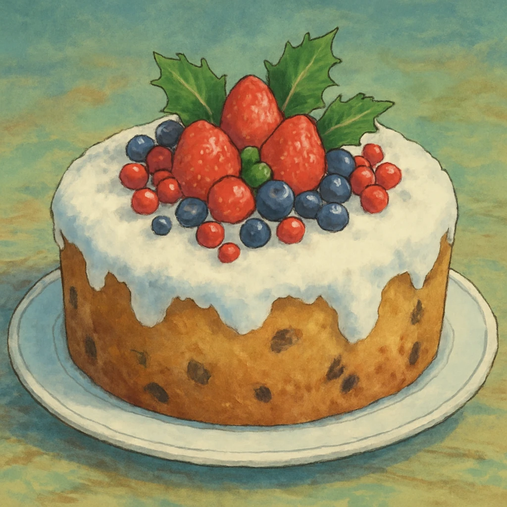 frosted fruit cake emoji