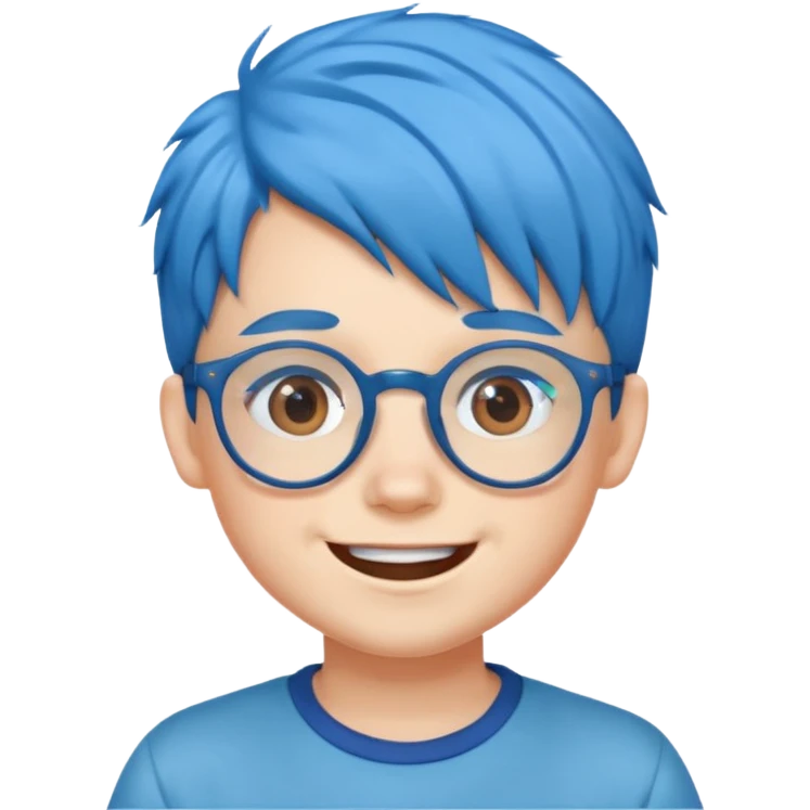 blue haired kid with glasses emoji