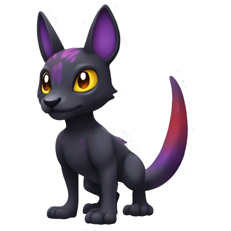 Cute cool dark black red purple yellow animal hybrid Fakemon full body emoji