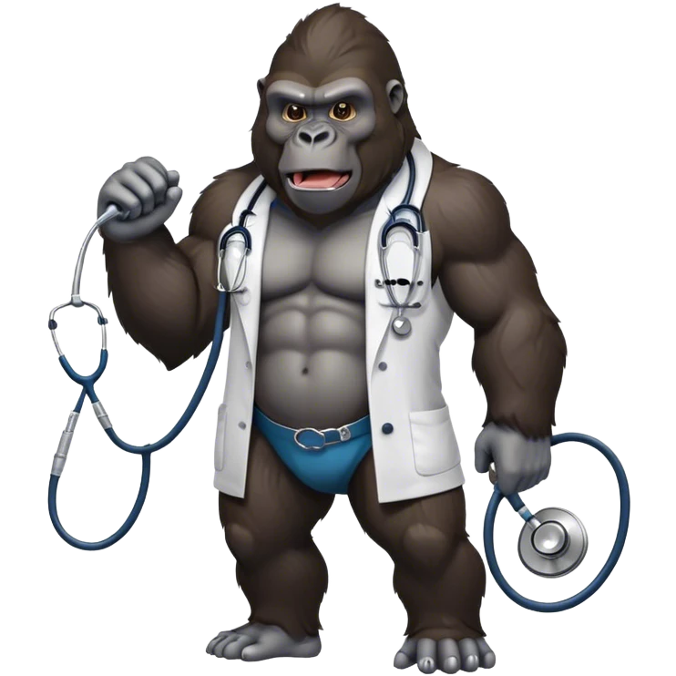 super buff gorilla WITH STETHOSCOPE emoji