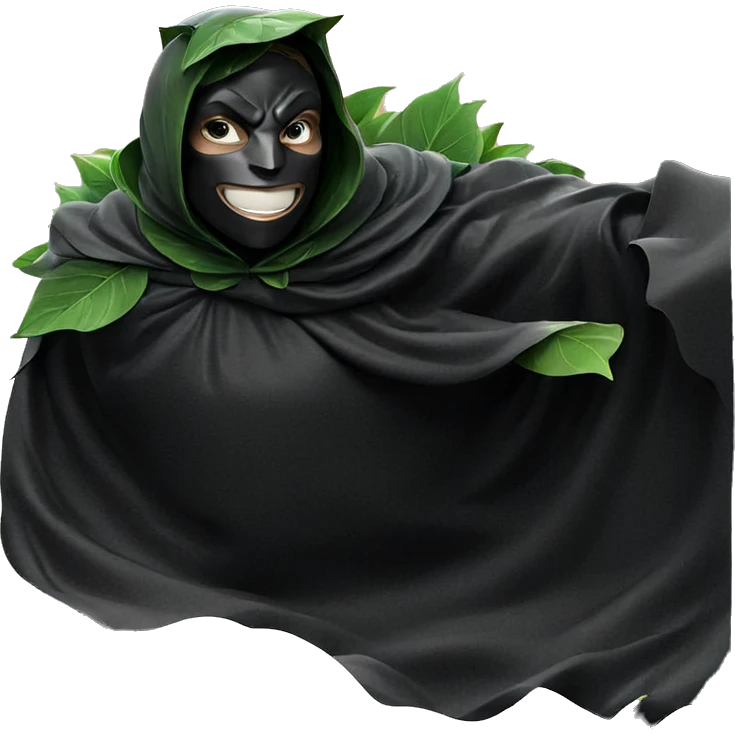 masked boy in leaf cloak emoji