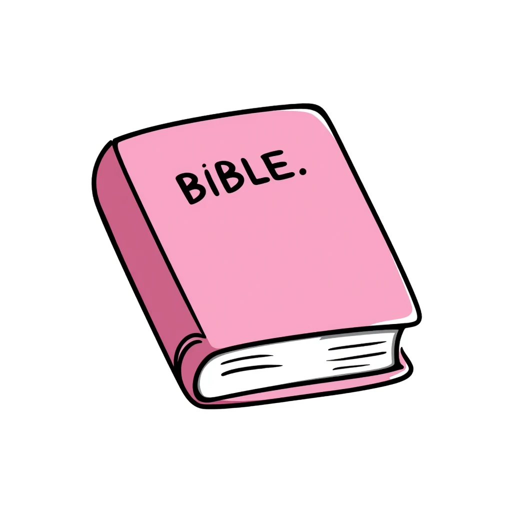 A pink bible emoji