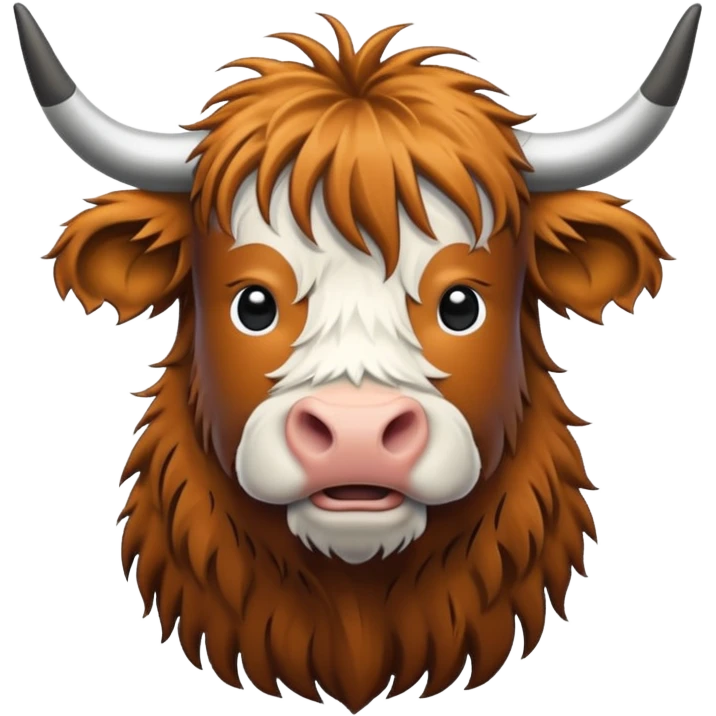 black and white line art highland cow emoji