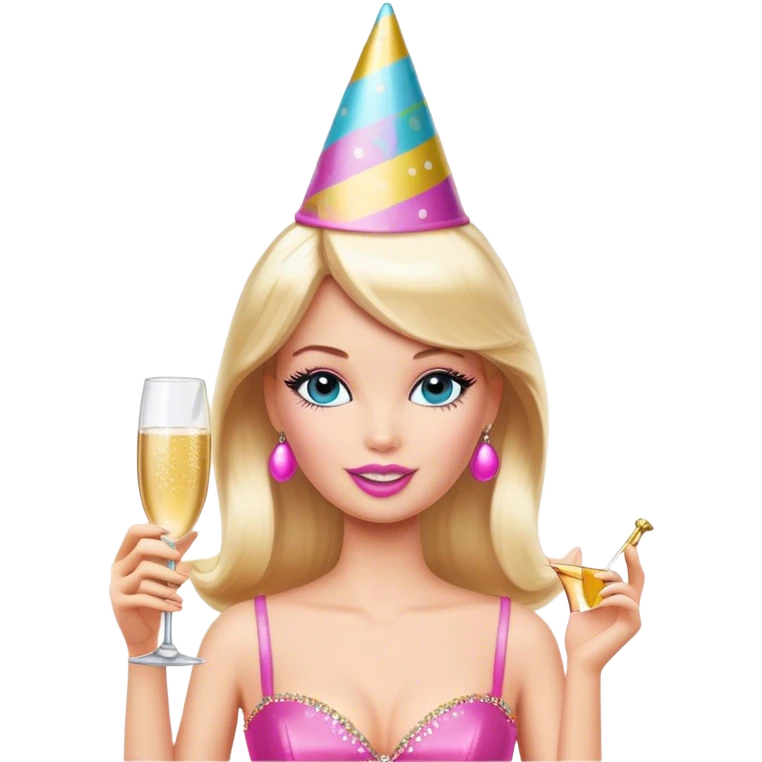 barbie with champagne emoji