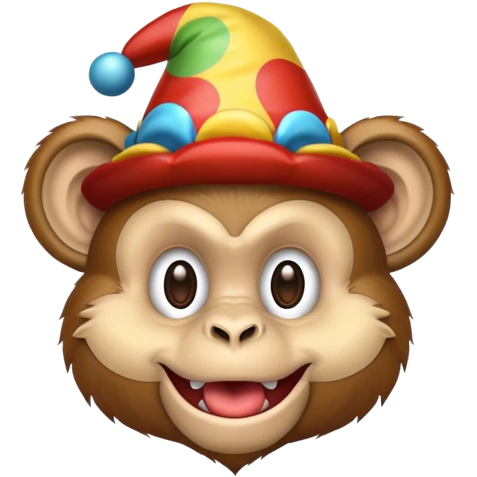 Un singe un chapeau de clown emoji