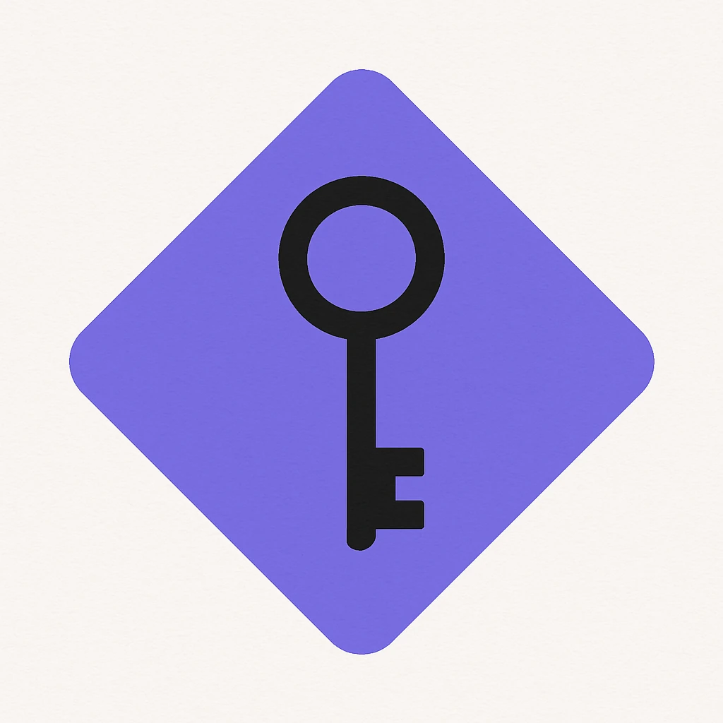 flat diamond, color #9665db, with 🗝️key  symbol on the diamond. emoji