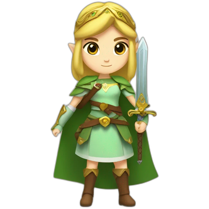 Princess Zelda with sword emoji