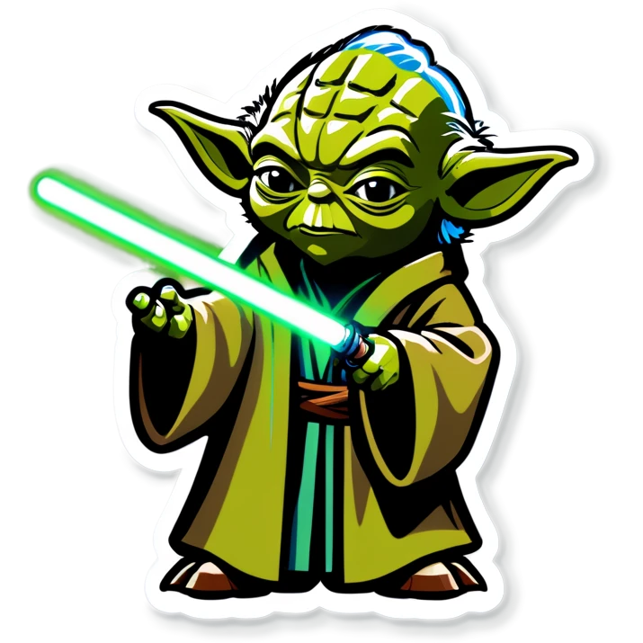 Sticker of yoda controls puppettt emoji