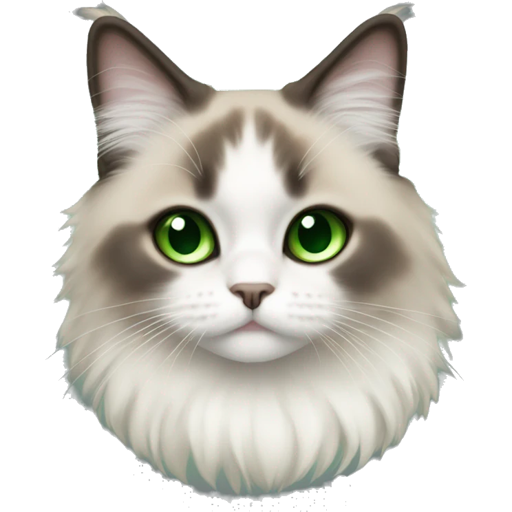 Firepoint Ragdoll with white bow and light green eyes emoji
