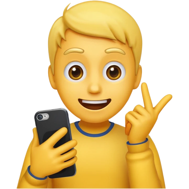 Emoji surprised while looking at his own phone emoji