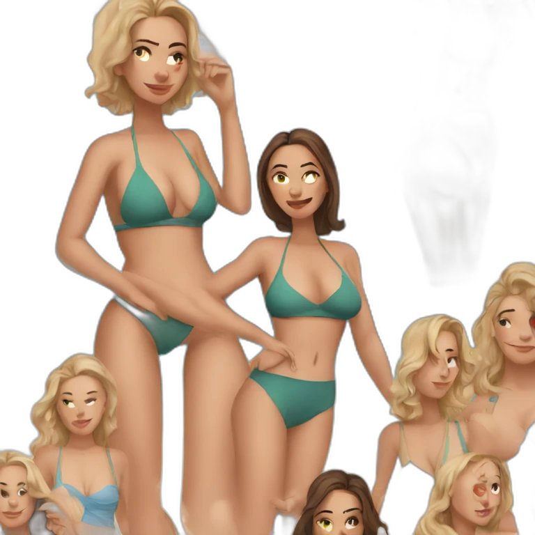 Slim-Thicc caucasian woman swimsuit posing emoji