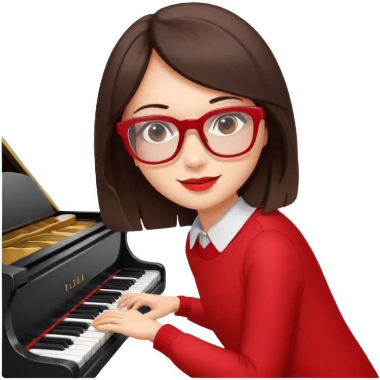 Brunette in red  glassespianista emoji