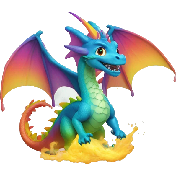 A dragón spitting rainbow emoji
