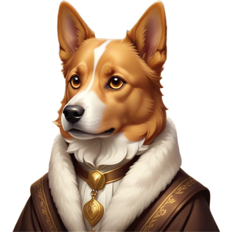 Cinematic Noble Domestic Dog Portrait Emoji, Poised and dignified, with a well-proportioned build and a neatly groomed coat of warm, inviting tones, expressive eyes radiating loyalty and wisdom, Simplified yet sharp and sophisticated features, highly detailed, glowing with a soft, dignified glow, high shine, intelligent and steadfast, stylized with an air of understated charm, focused and attentive, soft glowing outline, capturing the essence of a watchful and confident domestic dog that feels as though it could step out of the screen with effortless authority! emoji