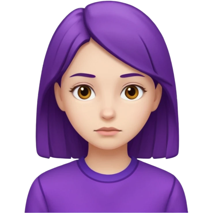 دخترکی با تیپ بنفش و حالت متفکر emoji