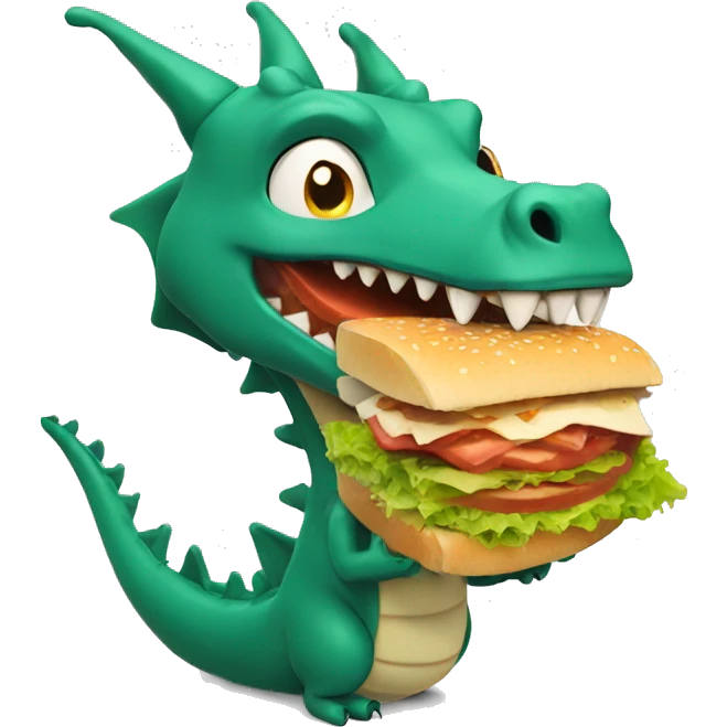 Dragón comiendo un sándwich  emoji