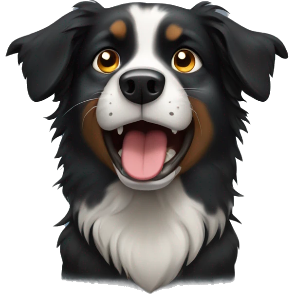 Angry growling Small black australian shepherd dog emoji