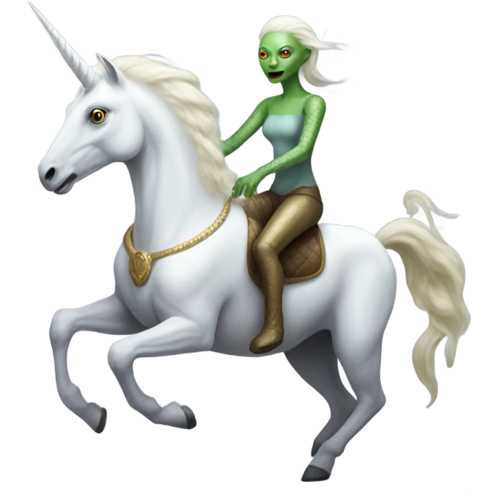 reptilian alien woman on a white unicorn emoji