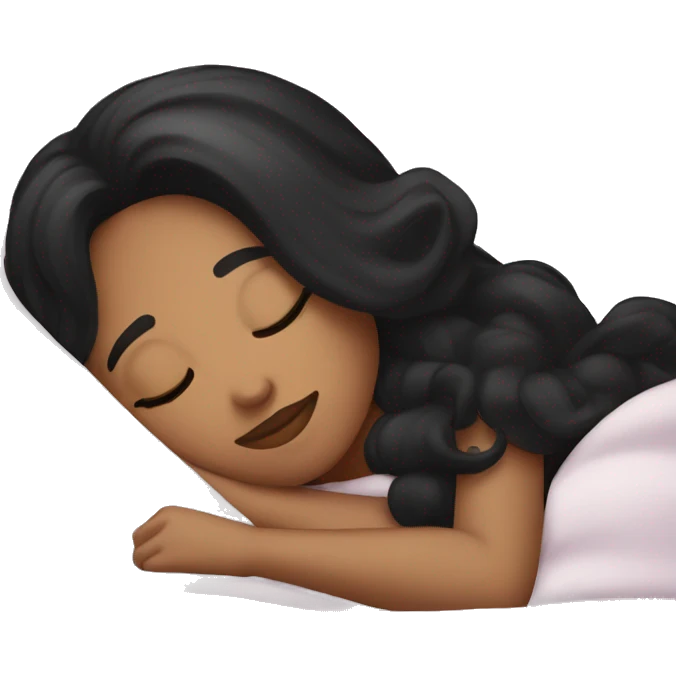 girl with black hair sleeping on princess bed emoji