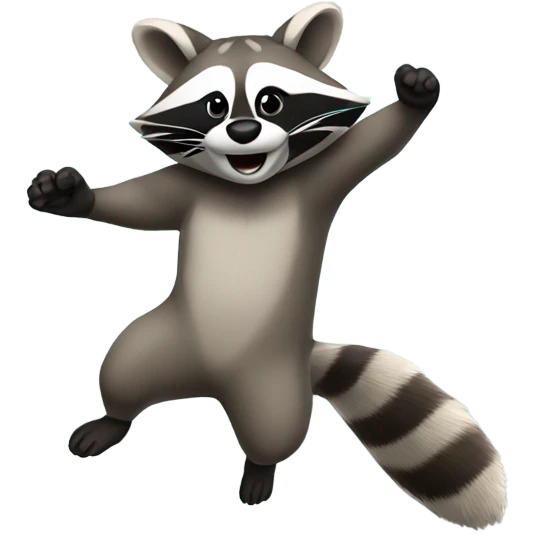 Raccoon jumping up and down while facing away emoji