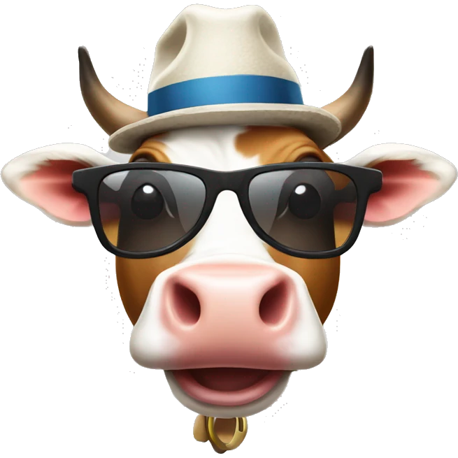 cow with sunglasses and a hat emoji