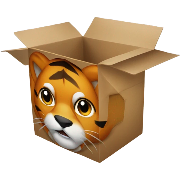 a box with TONI written on it, in the box there is a tiger inside
 emoji