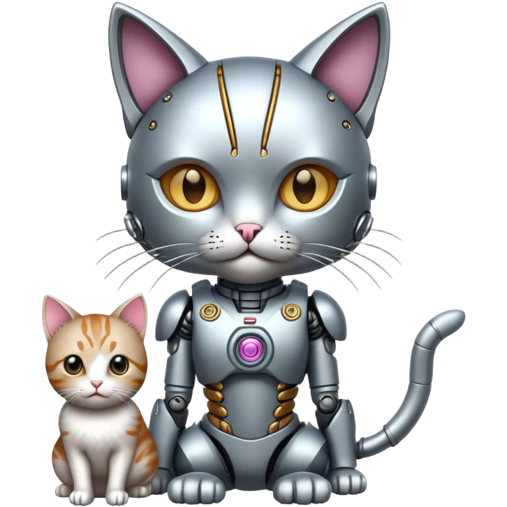 Cyborg with tiny cat emoji