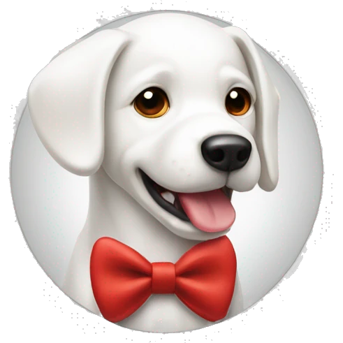 White dog with red bow target logo  emoji